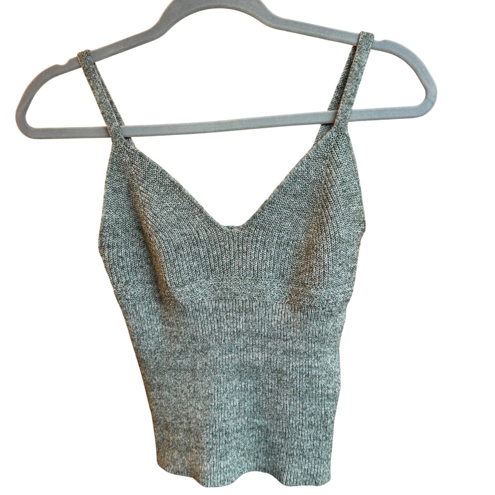 Maeve Anthropologie Knit Camisole Women XS Green Marled V-Neck Ribbed Tank Top